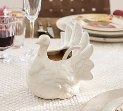 Rustic Turkey Stoneware Gravy Boat
