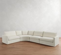 Westwood Slim Arm Slipcovered 4-Piece Curved Wedge Sectional (148")