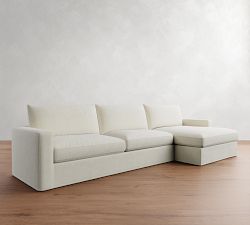 Westwood Square Arm Slipcovered Chaise Sectional (131"&ndash;149")