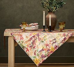 Fall Botanical Embroidered Cotton Table Throw