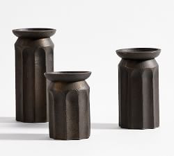 Cade Bronze Fluted Candle Holders - Set of 3