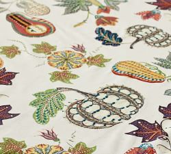 Aldo Pumpkin Embroidered Cotton/Linen Table Throw