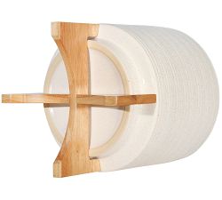 Alice Ceramic Planters on Wooden Stand, White