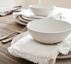 Ridge Textured Stoneware Pasta Bowls