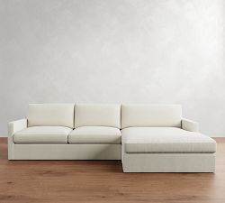Westwood Slim Arm Slipcovered Chaise Sectional (131"&ndash;146")