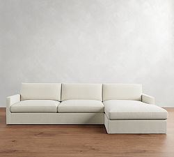 Westwood Slim Arm Slipcovered Chaise Sectional (131"&ndash;146")