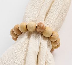 Wood Beaded Napkin Rings - Set of 4