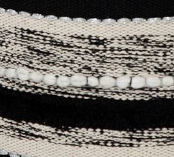 Cotton Round Black Woven Pouf