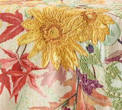Fall Botanical Embroidered Cotton Table Runner
