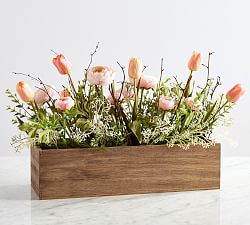 Faux Mixed Blooming Flower Easter Centerpiece