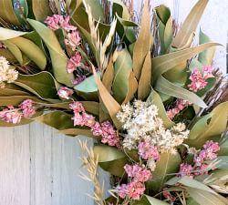 Dried Pink Larkspur Wreath