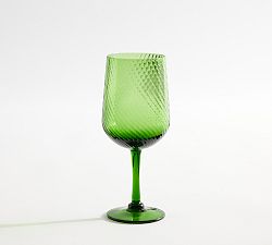 Green Swirl Wine Stem Glasses