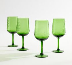 Green Swirl Wine Stem Glasses