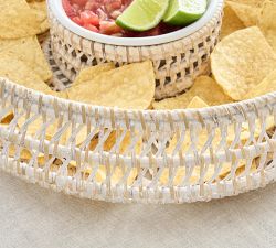 Miramar Handwoven Rattan Chip &amp; Dip Server Set