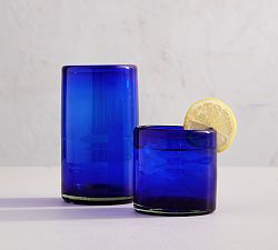 Santino Handcrafted Recycled Drinking Glasses, Set of 4 - Cobalt