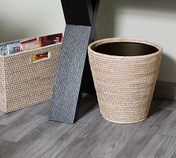 Tava Handwoven Rattan Round Waste Basket With Metal Liner