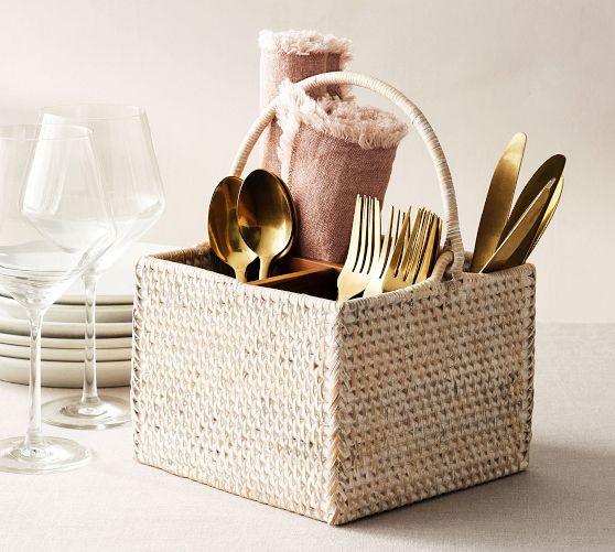 Tava Handwoven Rattan Utensil Holder - Thumbnail 3