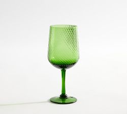 Green Swirl Wine Stem Glasses