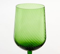 Green Swirl Wine Stem Glasses