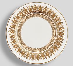 Gold Diya Pattern Stoneware Dinner Plates - Set of 4