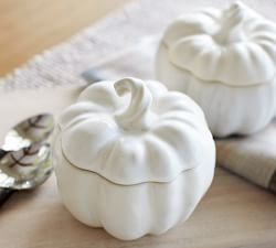 Pumpkin Stoneware Lidded Soup Bowls - Set of 4