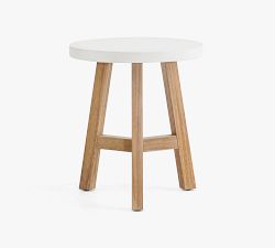 Rustic Farmhouse Concrete-Top Round Outdoor Side Table (20")