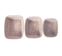 Tava Handwoven Rattan Basket, Set of 3