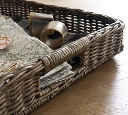 Handwoven Wicker Rectangular Serving Tray