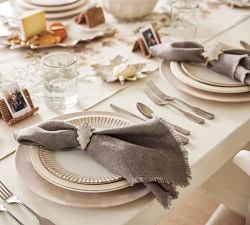 Maple &amp; Oak Leaf Stoneware Napkin Rings - Set of 4