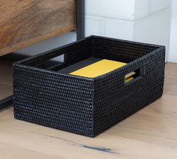 Tava Handwoven Rattan Rectangular Shelf Basket