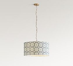 Kravet Medallion Linen Drum Pendant (24")