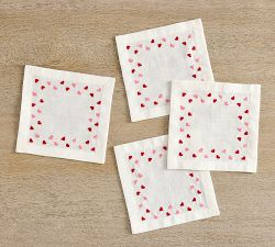 Confetti Heart Cotton Cocktail Coasters - Set of 4