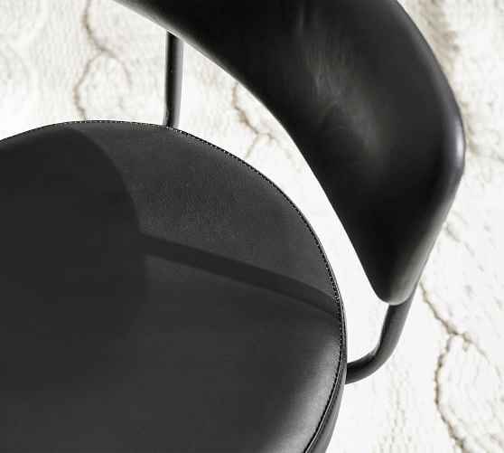 Maison Leather Swivel Desk Chair - Thumbnail 3
