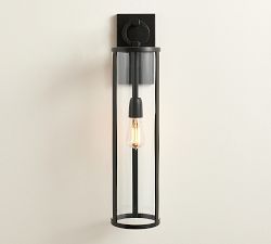 Manor Outdoor Glass &amp; Iron Cylinder Sconce (27")