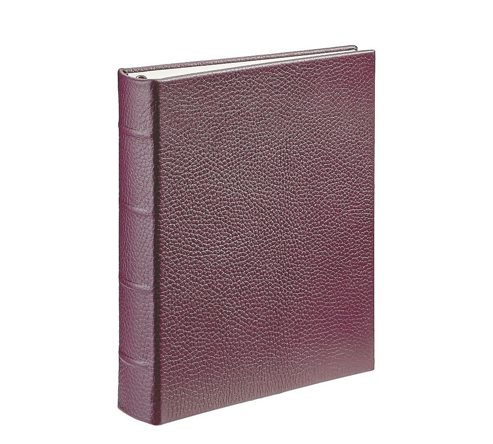 Leather Bound Clear Pocket Photo Albums - Medium, Wine