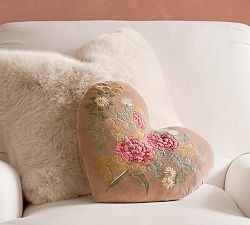 Embroidered Heart Shaped Pillow