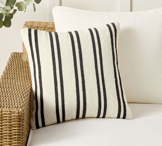 Modern Farmhouse Thin Striped Outdoor Pillow