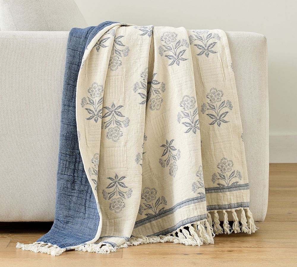 Kona Jacquard Throw - Chambray, 50" x 60"