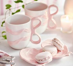 LoveShackFancy Bow Stoneware Mugs -  Set of 4