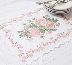 LoveShackFancy Floral Embroidered Table Runner