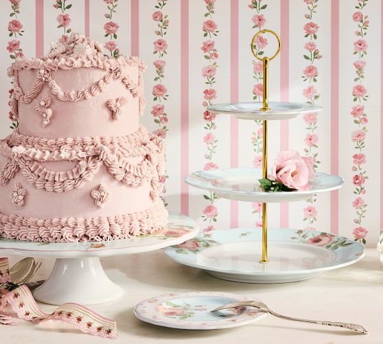 LoveShackFancy Garden Floral Porcelain Cake Stand - Thumbnail 2