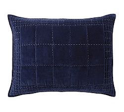 Open Box: Velvet Handcrafted Box Stitch Quilted Shams, Standard, Set of 3 - Navy