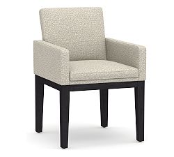 Open Box: Jake Upholstered Dining Armchair - Performance Micro Boucle Pebble, Blackened Oak Leg