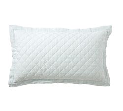 Open Box: Belgian Flax Linen Diamond Quilted Shams, King, Set of 2 - Blue Frost