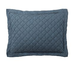 Open Box: Belgian Flax Linen Diamond Quilted Shams, Standard, Set of 2 - Denim