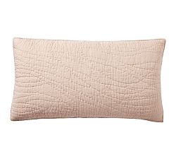 Open Box: Belgian Flax Linen Handcrafted Quilted Sham, King, Set of 2 - Soft Rose