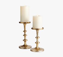 Open Box: Fia Pillar Candleholders, Set Of 2 - Brass