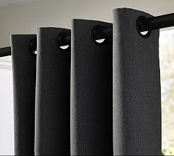 Open Box: Outdoor Performance Heathered Canvas Curtain, 50" x 108" - Matte Black/Charcoal