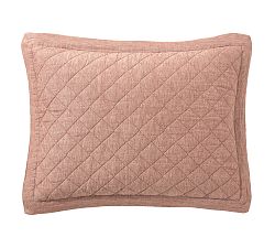 Open Box: Belgian Flax Linen Diamond Quilted Sham, Standard, Set of 2 - Brick