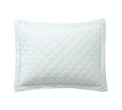 Open Box: Belgian Flax Linen Diamond Quilted Sham, Standard, Set of 2 - Blue Frost